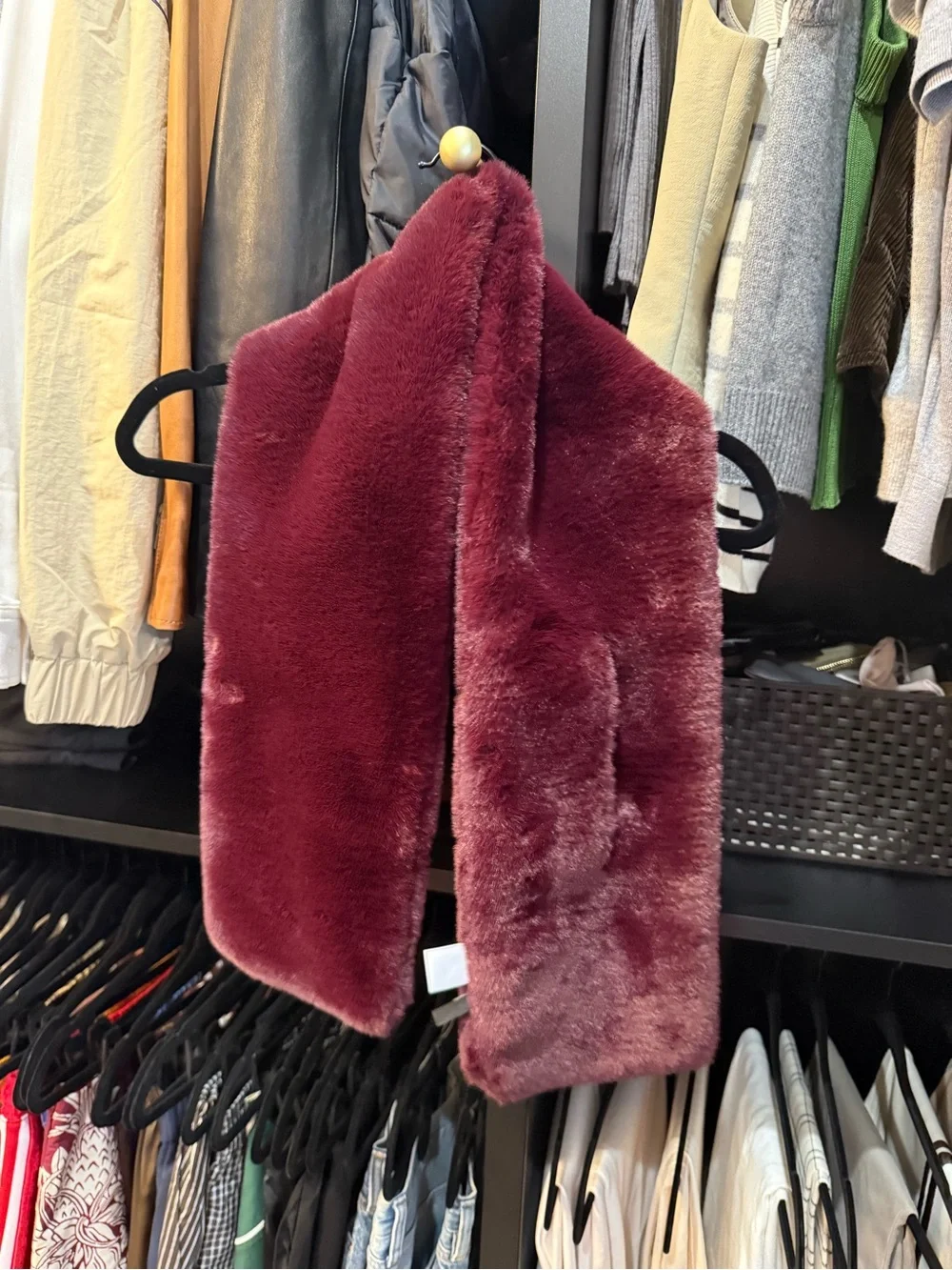 Luxurious Faux Fur Scarf - Burgundy